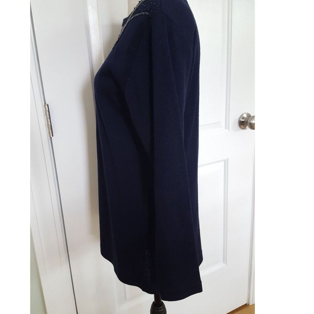 Liz Claiborne Vtg. Knit Sweater‎ Navy Sequin Pullover Geometric 90s Sm, Y2k Glam - Picture 6 of 9